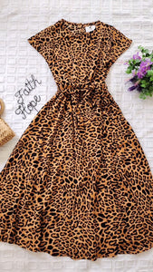 Leopard self tie dress