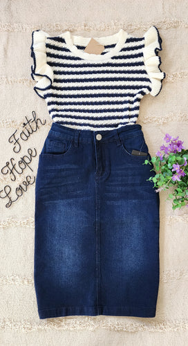 Dark denim skirt