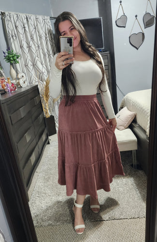 Corduroy midi skirt