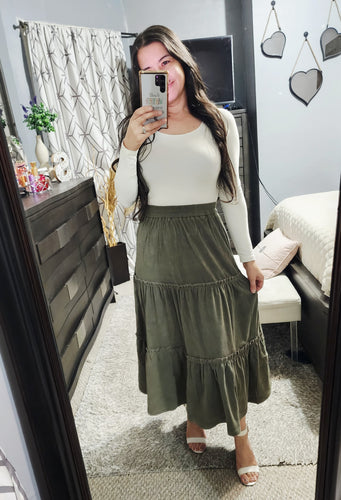 Corduroy midi skirt