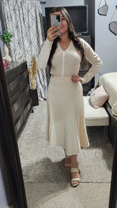 Knit pleated set/ top and skirt