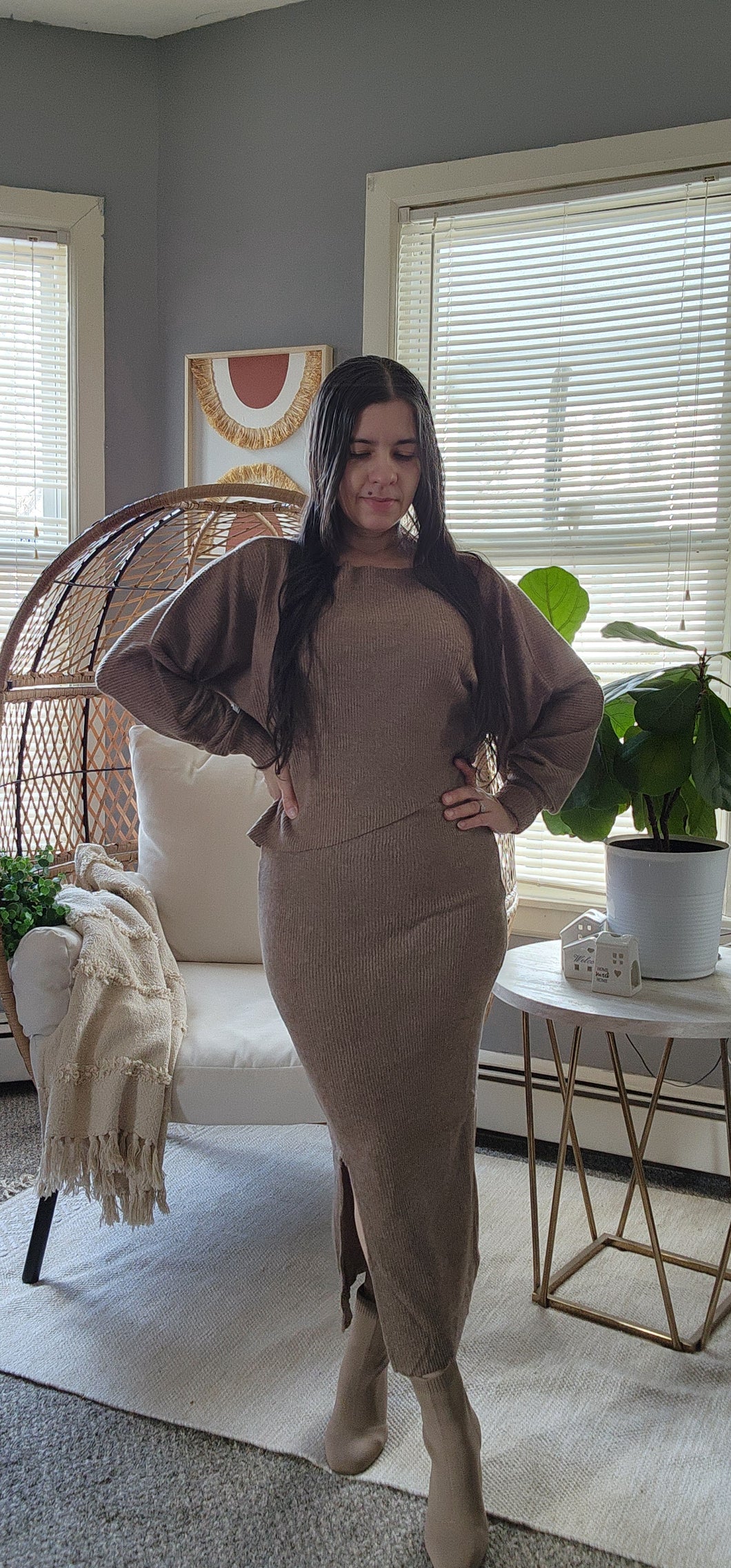 Ribbed top and skirt set