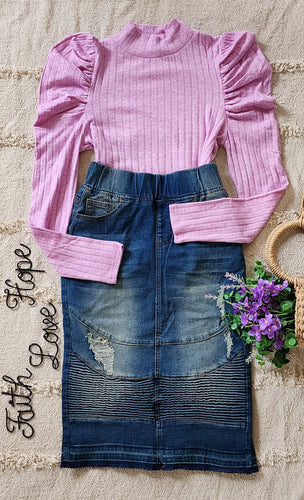 Cargo denim skirt
