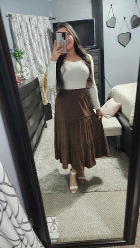 Corduroy midi skirt