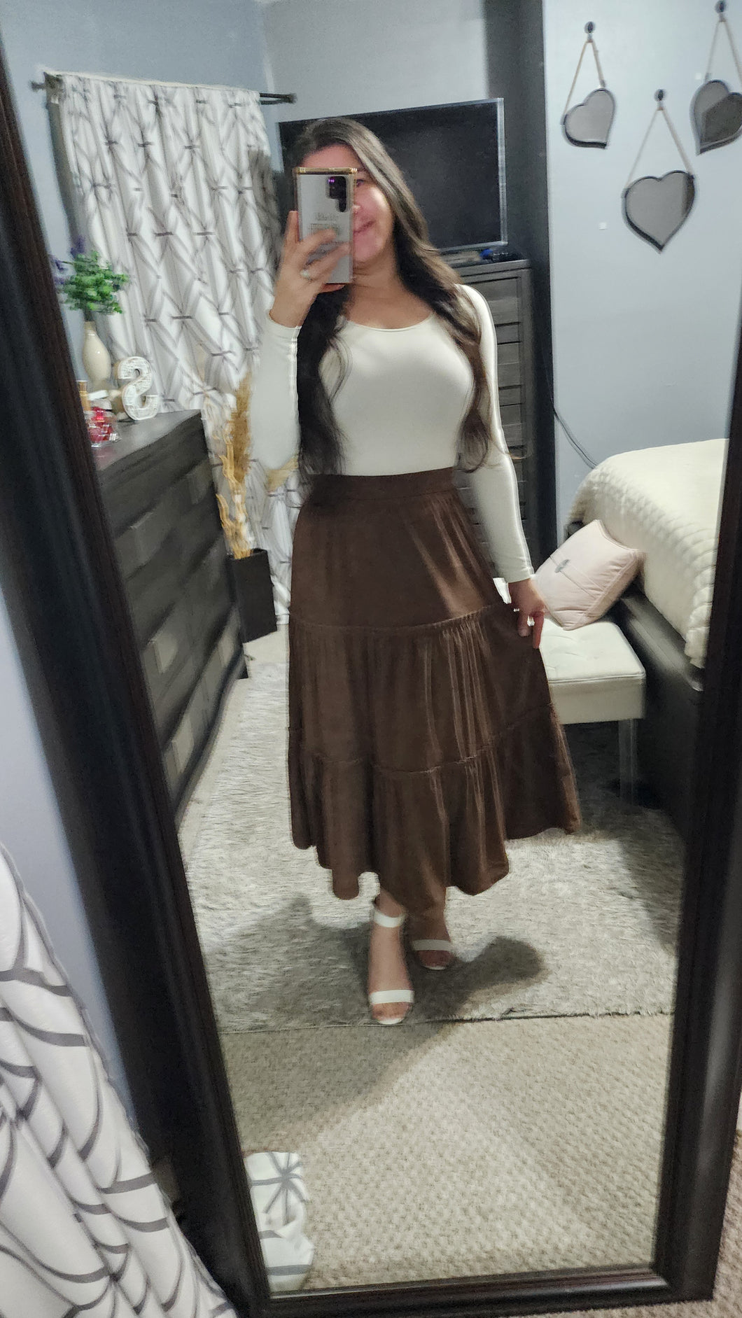 Corduroy midi skirt