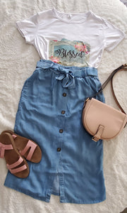 Light denim skirt