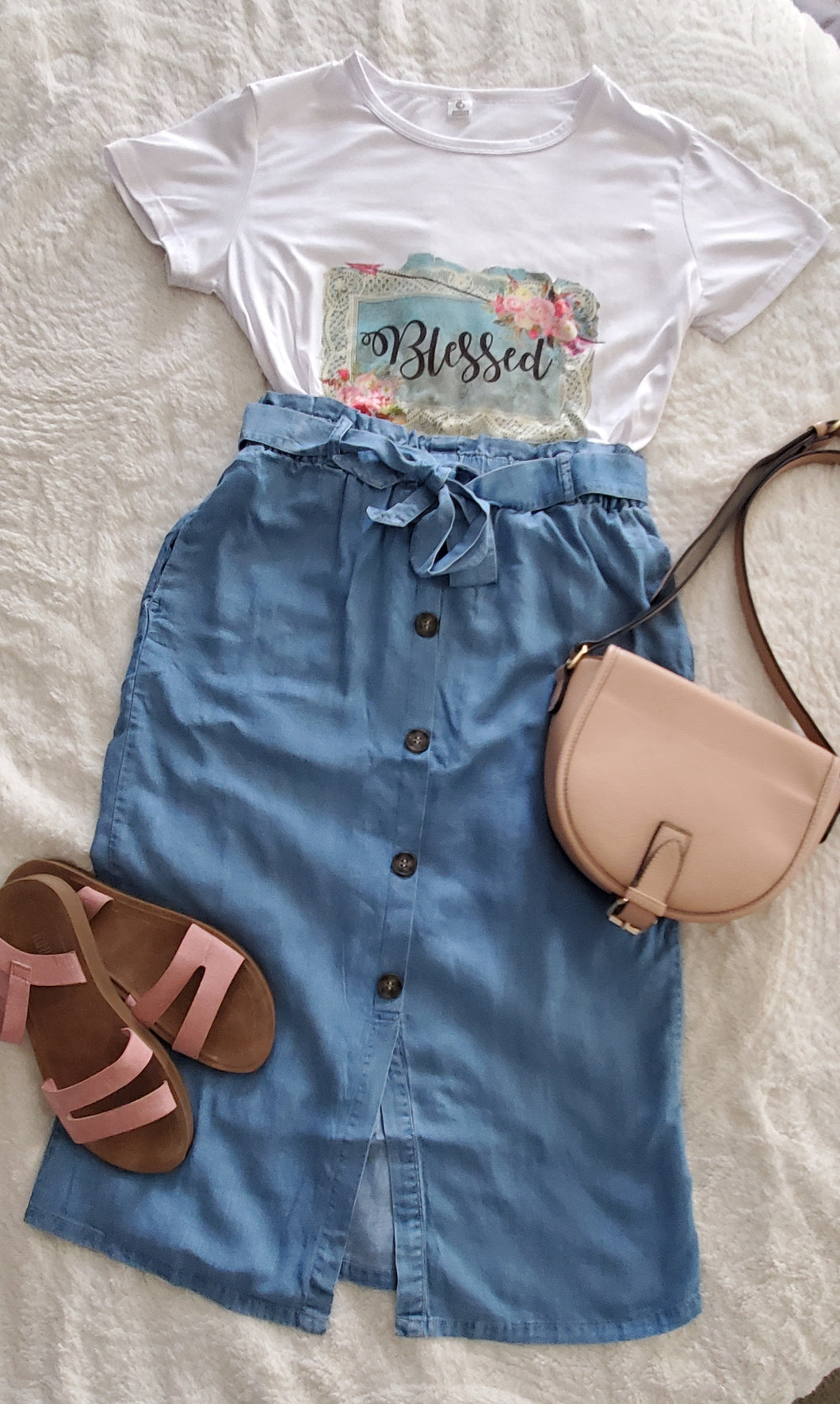 Light denim skirt