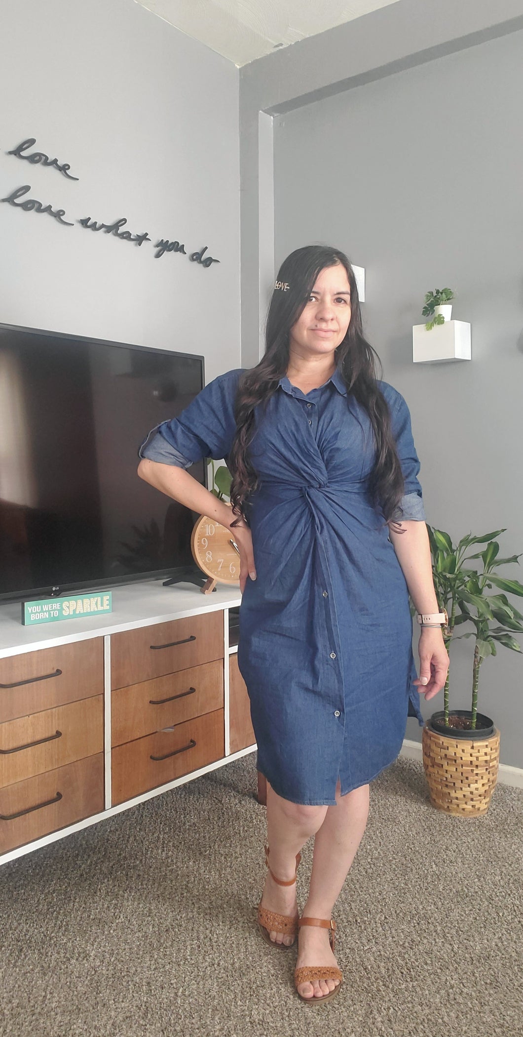 Twist denim dress