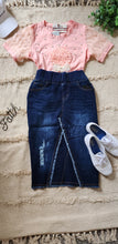 Load image into Gallery viewer, Dark indigo wash denim skirt