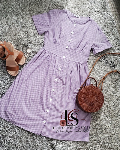 Gingham lavander dress